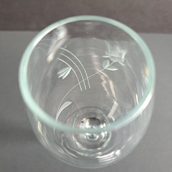 Etched Floral Fluted Champagne Glass Clear Vintage Stemware Elegant Toasting 8" - Picture 12 of 14